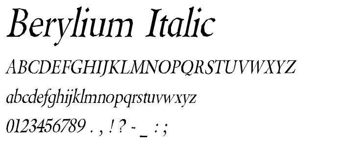 Berylium Italic font